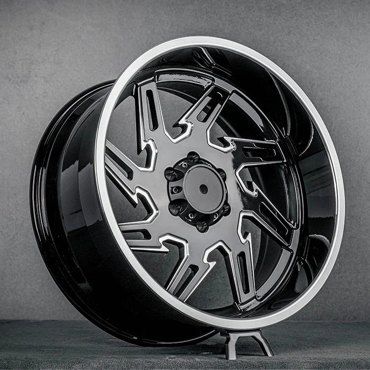 Fényes fekete terepjáró kovácsolt kerekek polírozott ajakkal